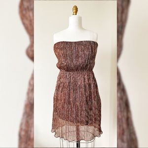 Strapless sequin bronze & silver sparkle dress NWT